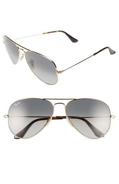 Shop Ray Ban Standard Original 58mm Aviator Sunglasses In Gold/ Grey