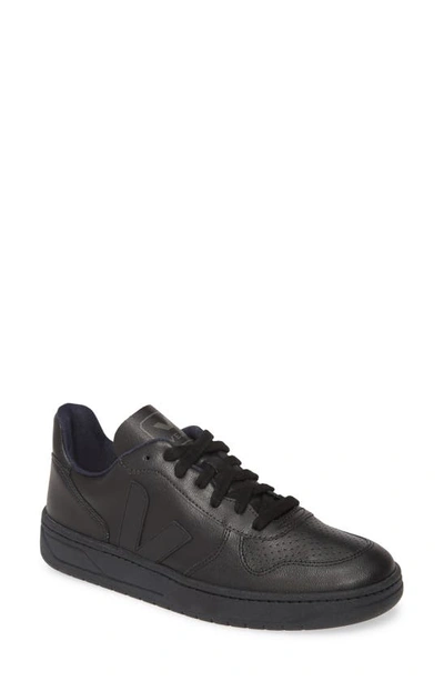 Shop Veja V-10 Bastille Sneaker In All Black