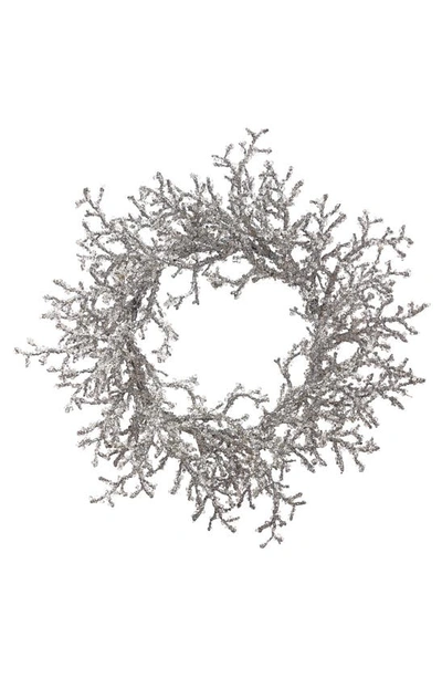 Shop Allstate Iced Twig Wreath In Silver