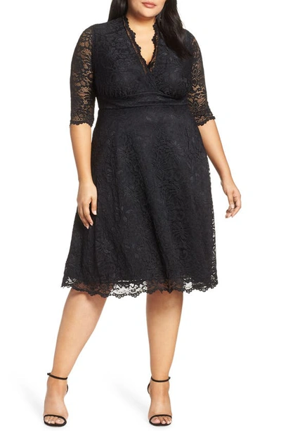 Kiyonna Women's Plus Size Mademoiselle Lace Dress In Onyx