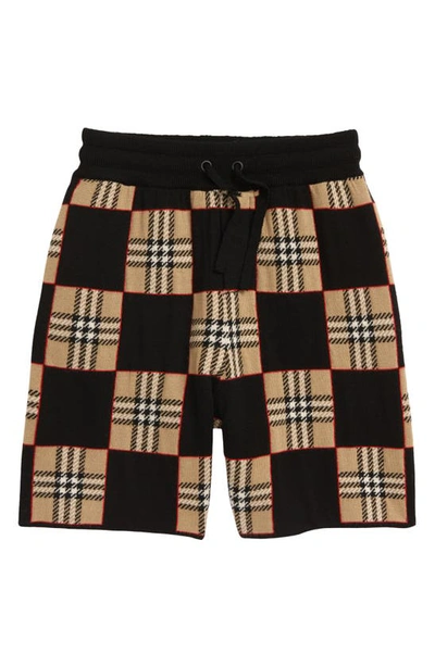 Shop Burberry Kids' Rickman Chequer Jacquard Merino Wool Sweater Shorts In Archive Beige