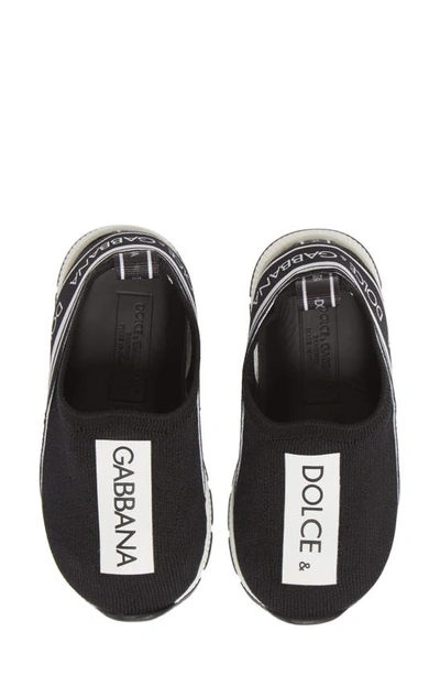 Shop Dolce & Gabbana Kids' Sorrento Logo Slip-on Sneaker In Black/ White/ White