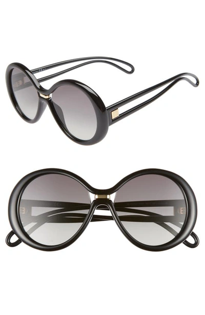 Shop Givenchy 56mm Round Sunglasses In Black