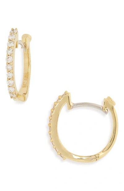 Shop Roberto Coin Diamond Hoop Earrings In Yellow Gold