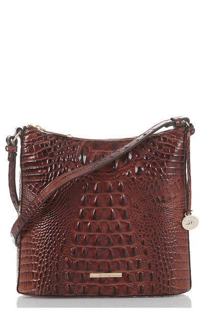 Shop Brahmin Katie Croc Embossed Leather Crossbody Bag In Pecan