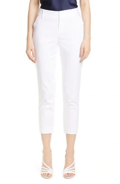 Shop Alice And Olivia Stacey Slim Stretch Cotton Blend Trousers In White