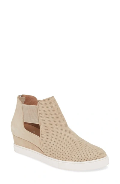 Shop Linea Paolo Amanda Slip-on Wedge Bootie In Sand Suede