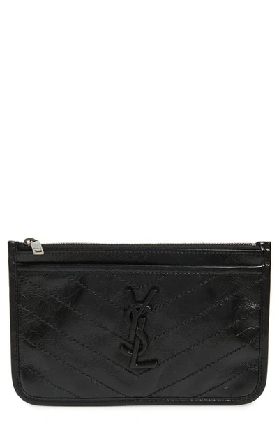 Shop Saint Laurent Niki Quilted Leather Zip Pouch In Noir