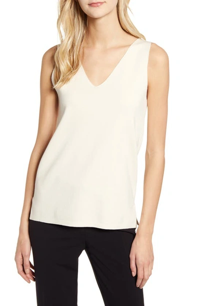 Shop Anne Klein Double V-neck Sweater Tank In Anne White