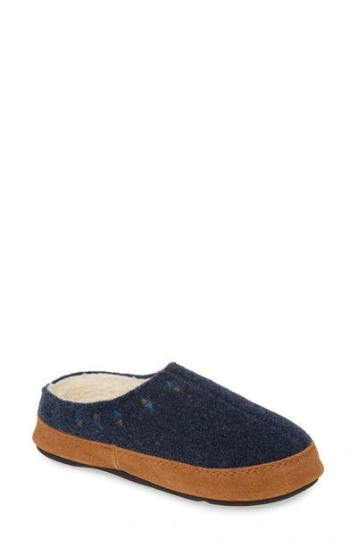 Shop Acorn Geo Embroidered Hoodback Slipper In Navy Blue Wool