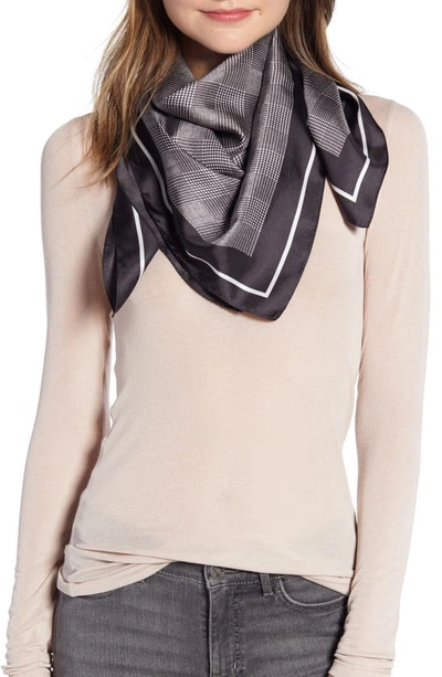 Shop Allsaints Check Silk Square Scarf In Black