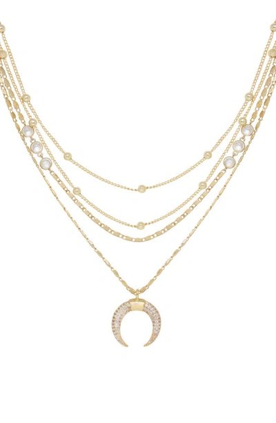 Shop Ettika Crescent Horn Multistrand Pendant Necklace In Gold