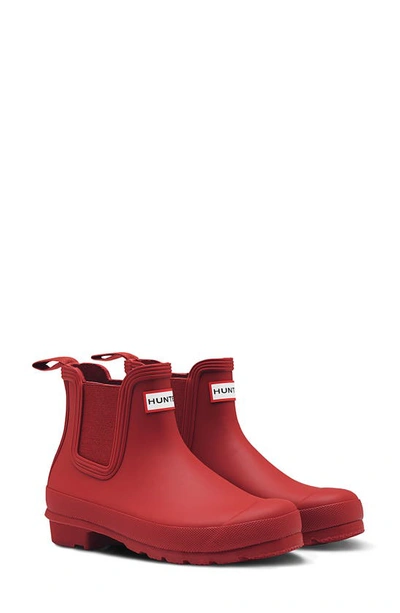 Shop Hunter Original Waterproof Chelsea Rain Boot In Military Red