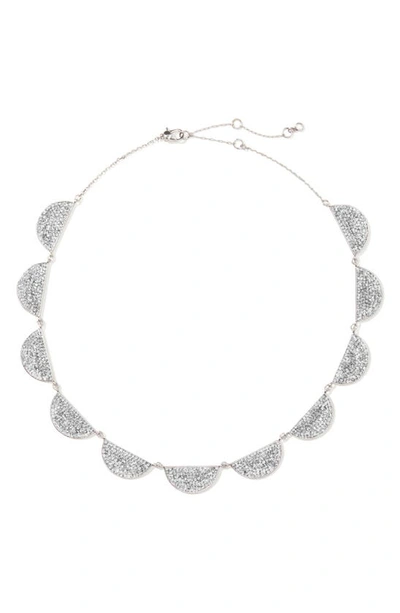 Shop Kate Spade Mod Scallop Pave Necklace In Clear