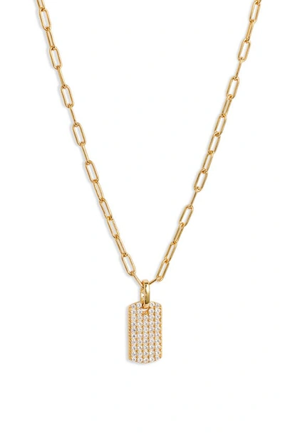 Shop Argento Vivo Pave Dog Tag Necklace In Gold