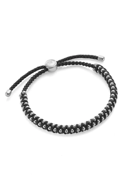 Shop Monica Vinader Rio Friendship Bracelet In Silver/ Black