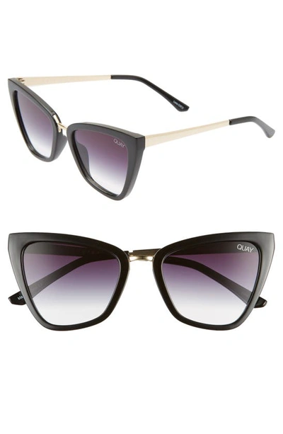 Shop Quay Reina 52mm Mini Cat Eye Sunglasses In Black/ Fade