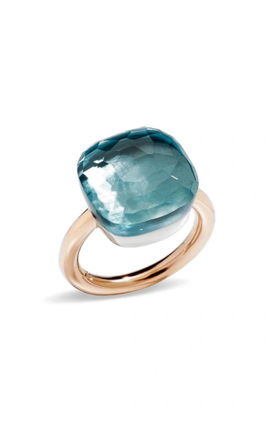 Shop Pomellato Nudo Assoluto Ring In Rose Gold/ Sky Blue Topaz