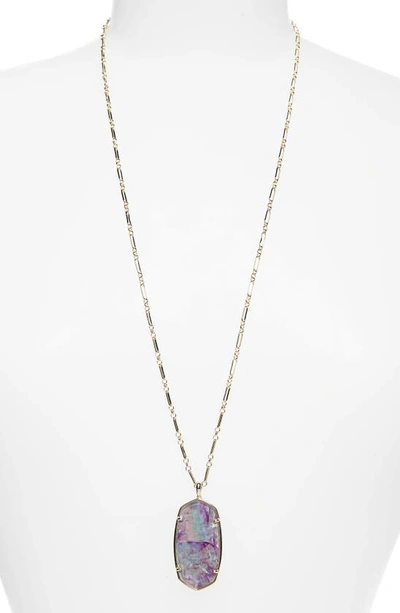 Shop Kendra Scott Reid Long Faceted Pendant Necklace In Gold Lilac Abalone