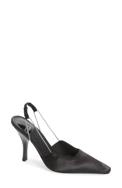 Shop Jeffrey Campbell Zeta-hi Slingback Pump In Black Satin Silver