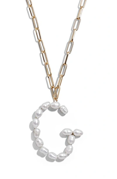 Shop Baublebar Blair Hera Genuine Pearl Initial Pendant Necklace In Pearl G