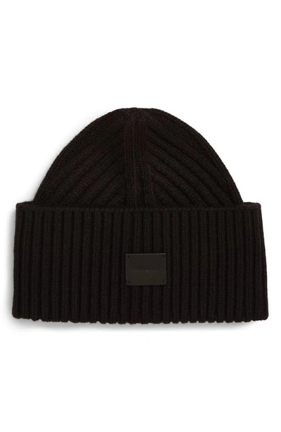 Shop Allsaints Travelling Ribbed Beanie In Black