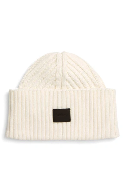 Shop Allsaints Travelling Ribbed Beanie In Chalk