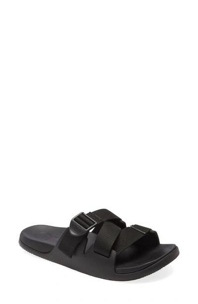 Shop Chaco Chillos Slide Sandal In Black Fabric