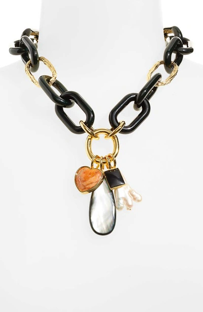 Shop Lizzie Fortunato Forest Linked Charm Necklace In White Multi