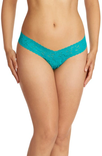 Shop Hanky Panky Signature Lace Low Rise Thong In Vibrant Turquoise Green