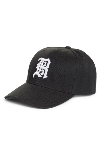 Shop R13 Embroidered Logo Baseball Cap In Black