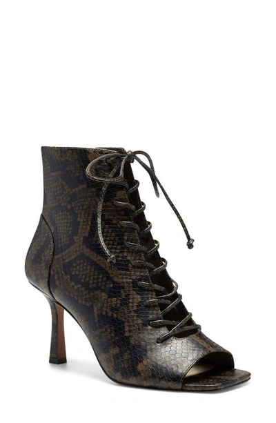 Shop Vince Camuto Eshilliy Lace-up Bootie In Dark Brown Snake Print