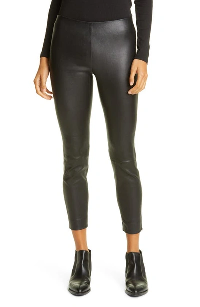 Shop Vince Stitch Back Leather Leggings In Black