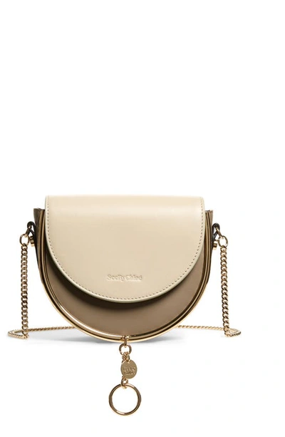 Shop See By Chloé Mara Leather Saddle Bag In Motty Grey