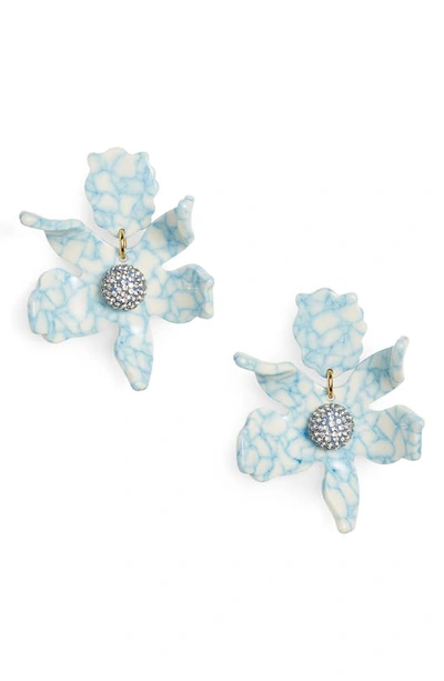 Shop Lele Sadoughi Small Lily Drop Earrings In Blue Marble