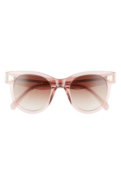 Shop Celine 54mm Gradient Square Sunglasses In Transparent Powder Pink/ Brown