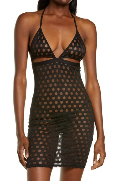 Shop Mapalé Mesh Chemise & Thong Set In Black