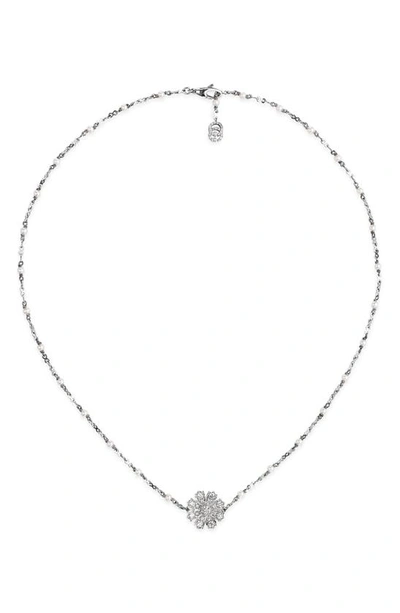 Shop Gucci Flora Flower Pendant Necklace In White Gold