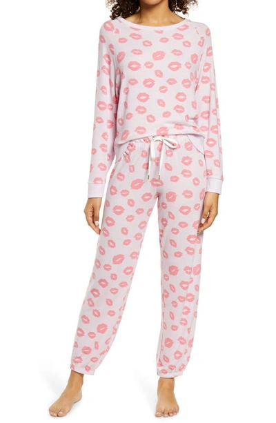Shop Honeydew Intimates Star Seeker Brushed Jersey Pajamas In Stardust Lips
