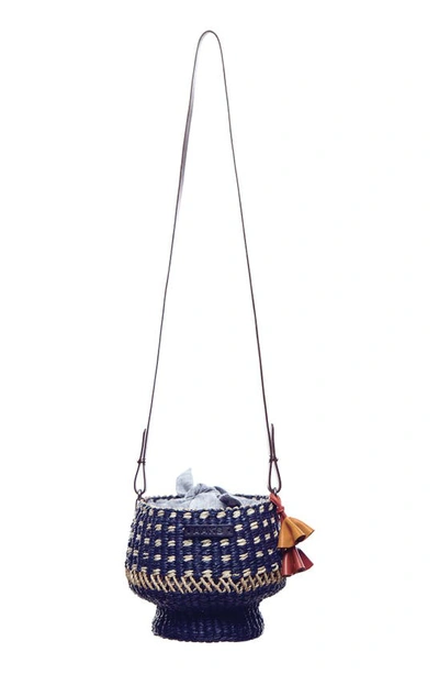 Shop A A K S Aaks Mini Baw Pot Dot Bucket Bag In Navy/ Natural