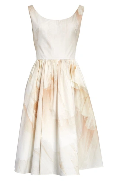 Shop Alexander Mcqueen Tulle Toile Print Cotton Poplin Dress In Blush