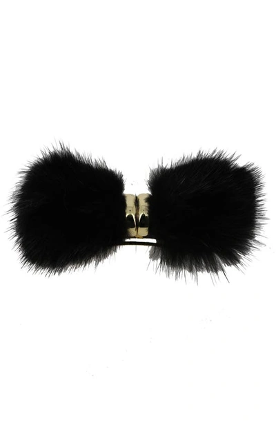 Shop Alexandre De Paris Genuine Mink Fur Pom Barrette In Black