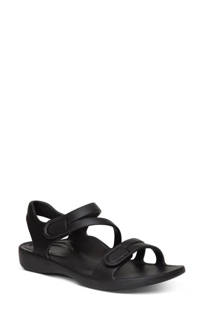 Shop Aetrex Jillian Waterproof Sandal In Black Rubber