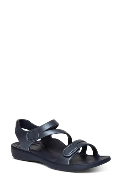 Shop Aetrex Jillian Waterproof Sandal In Navy Rubber