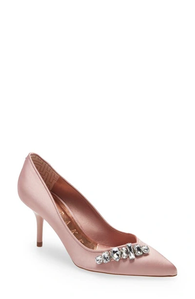 Shop Ted Baker Sparkal Crystal Embellished Satin Pump In Light Pink