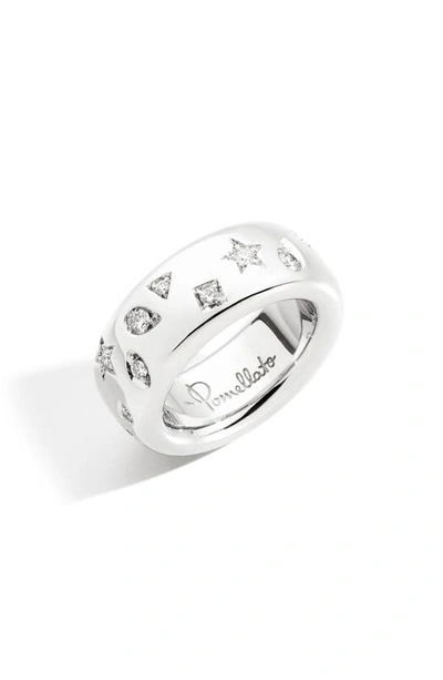 Shop Pomellato Iconica Diamond Band Ring In White Gold