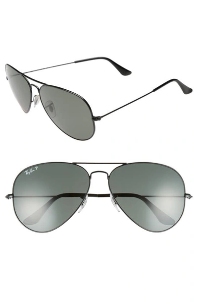 Shop Ray Ban Original 62mm Polarized Aviator Sunglasses In Black/ Polarized
