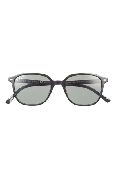 Shop Ray Ban 51m Square Polarized Sunglasses In Black/ Green
