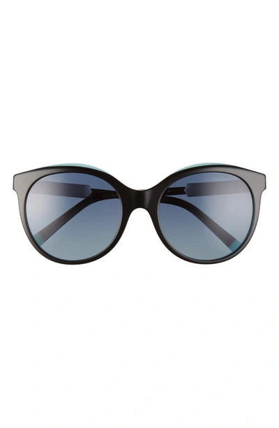 Shop Tiffany & Co 55mm Gradient Polarized Cat Eye Sunglasses In Black Blue Tiffany Blue Grad