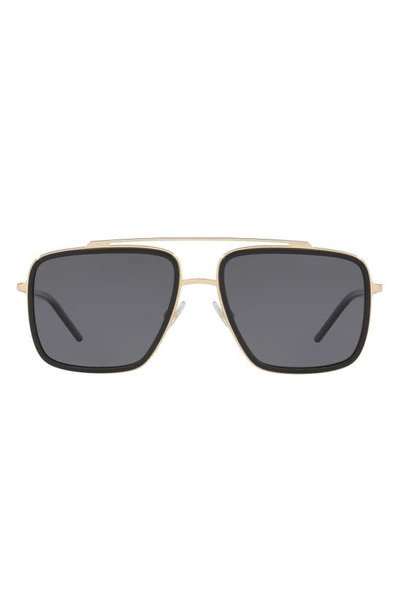 Shop Dolce & Gabbana 57mm Polarized Navigator Sunglasses In Gold/ Black/ Grey